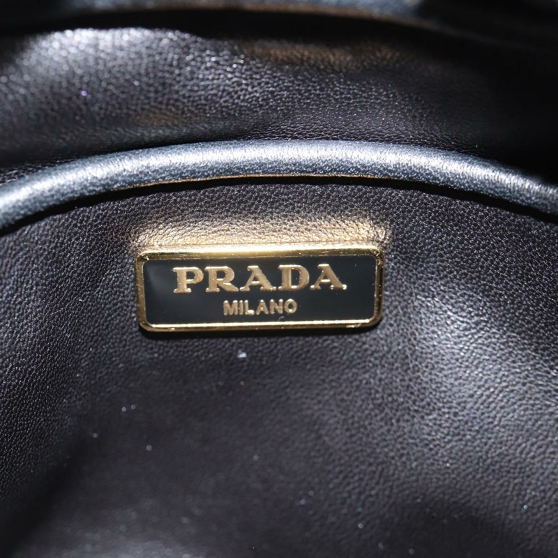 【日本直送】PRADA 緞帶單肩包 皮革 黑金色 正品 BD2127V-20