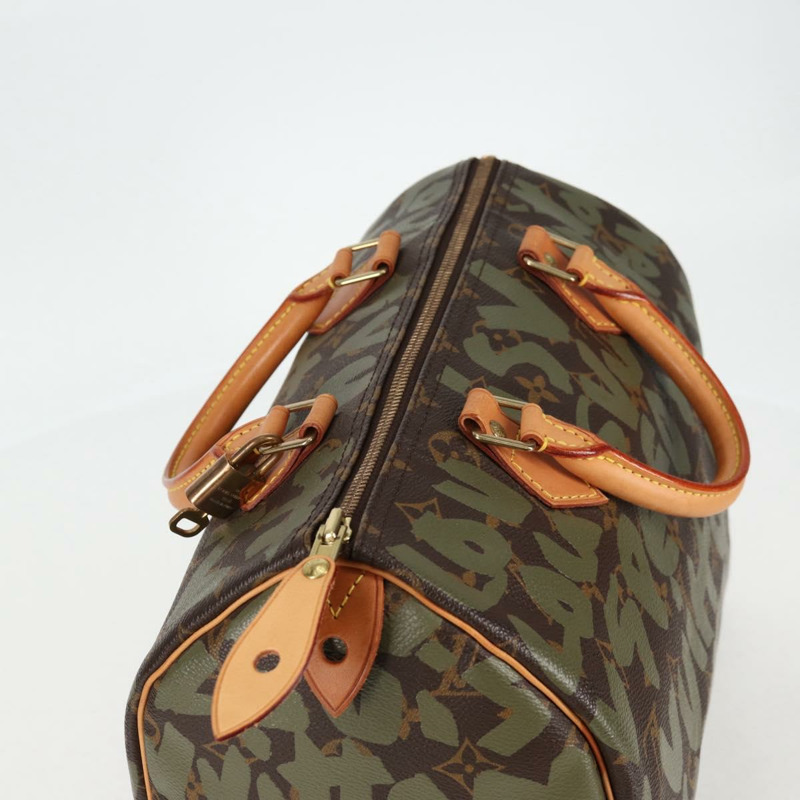 【日本直送】路易威登 Monogram Graffiti Speedy 30 包 綠卡其色 M92194 正品 125656AV-5