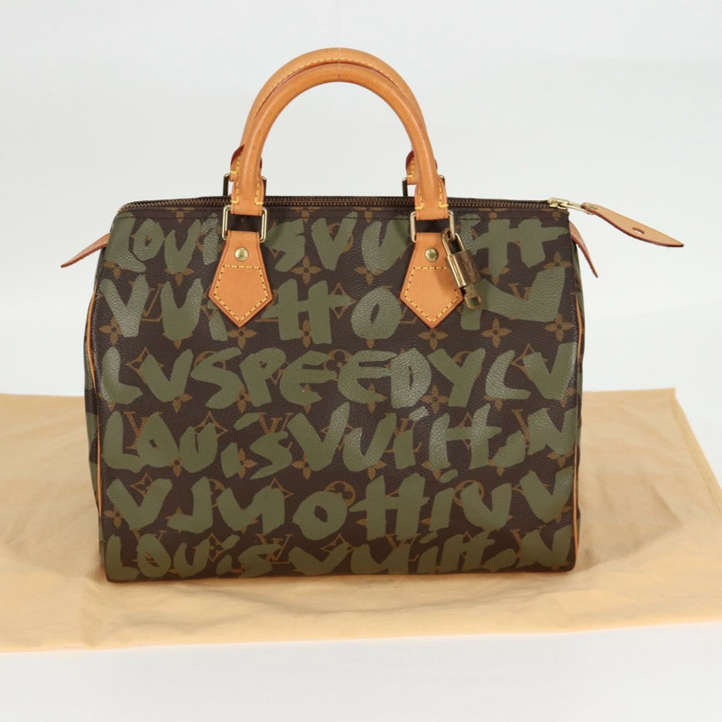 【日本直送】路易威登 Monogram Graffiti Speedy 30 包 綠卡其色 M92194 正品 125656AV-11