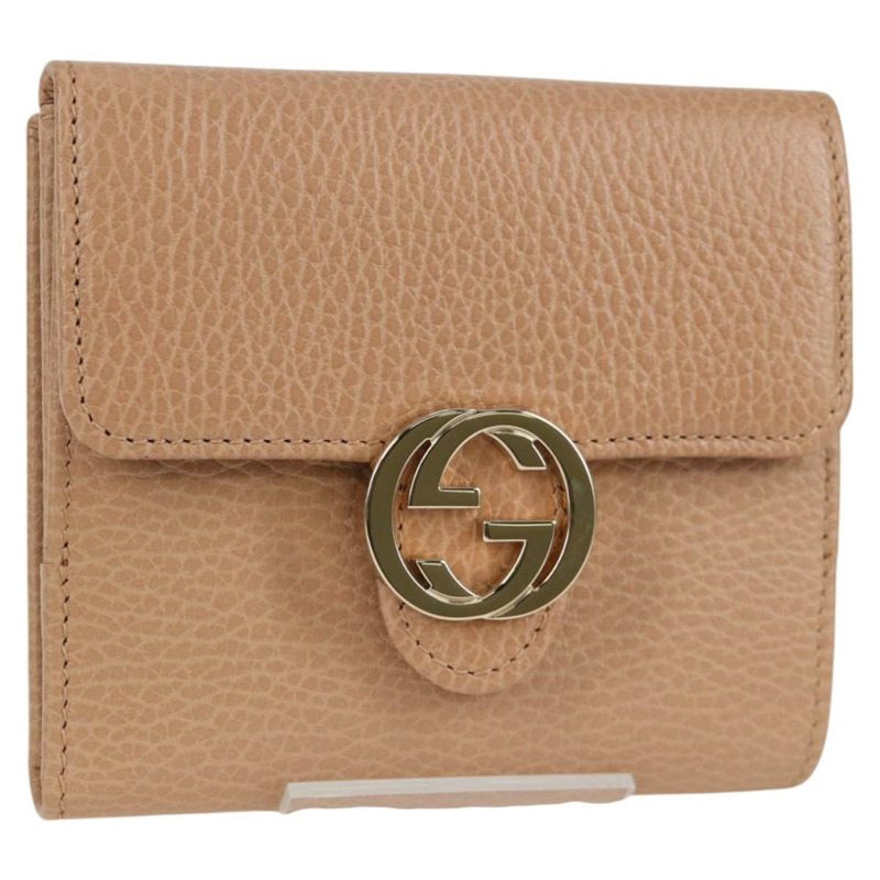 【日本直送】GUCCI 互鎖皮夾皮革專賣店粉紅色米色 615525 正品 SW815M-0