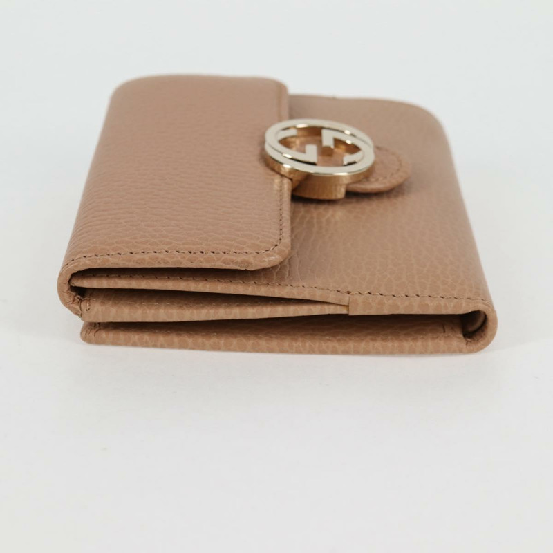 【日本直送】GUCCI 互鎖皮夾皮革專賣店粉紅色米色 615525 正品 SW815M-2