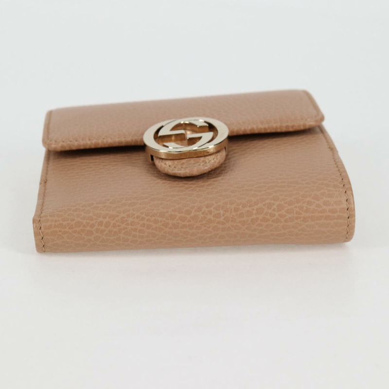 【日本直送】GUCCI 互鎖皮夾皮革專賣店粉紅色米色 615525 正品 SW815M-5