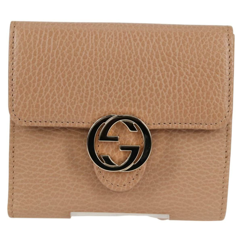 【日本直送】GUCCI 互鎖皮夾皮革專賣店粉紅色米色 615525 正品 SW815M-12