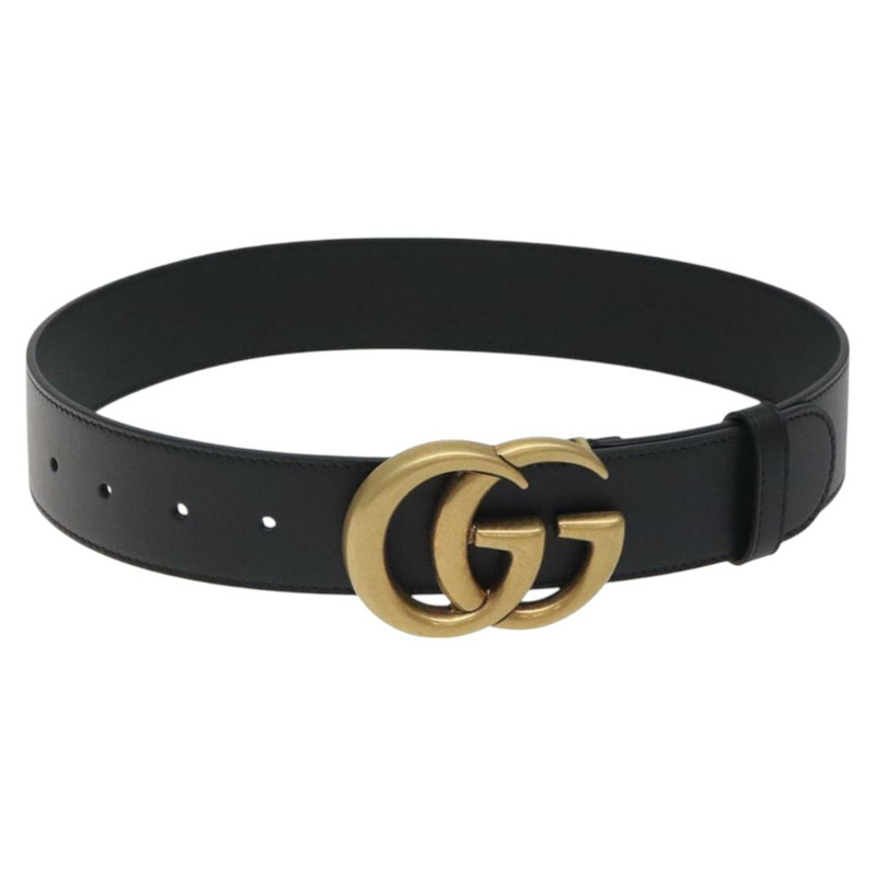 【日本直送】GUCCI GG Marmont 皮帶 皮革 31.5 英吋 黑金 400593 正品 SW818M-0