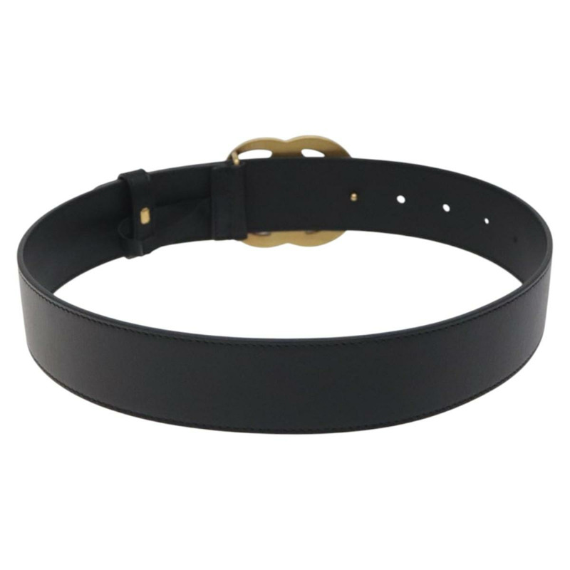 【日本直送】GUCCI GG Marmont 皮帶 皮革 31.5 英吋 黑金 400593 正品 SW818M-2