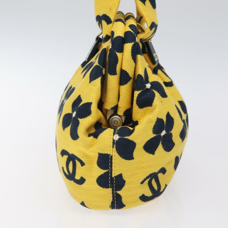 【日本直送】香奈兒 (CHANEL) 手提包，棉質，黃色，CC 標誌，貨號 125960V-3