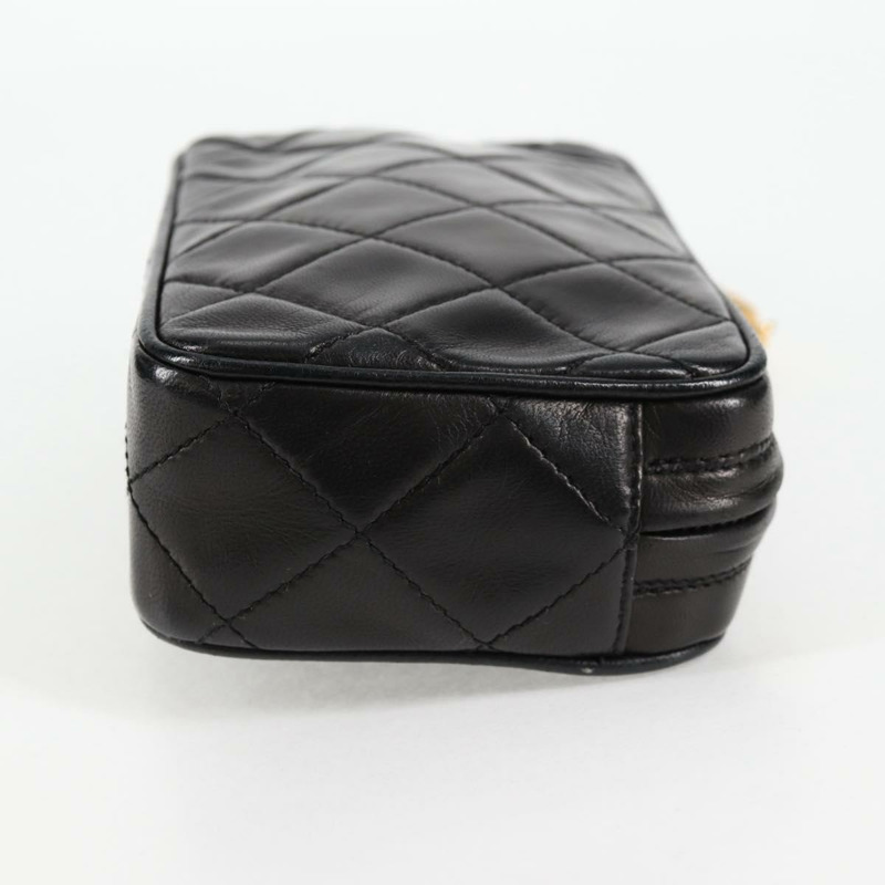 【日本直送】香奈兒 (CHANEL) 絎縫鏈條單肩包,羊皮材質,黑色,金色雙C標誌,貨號 125974V-2