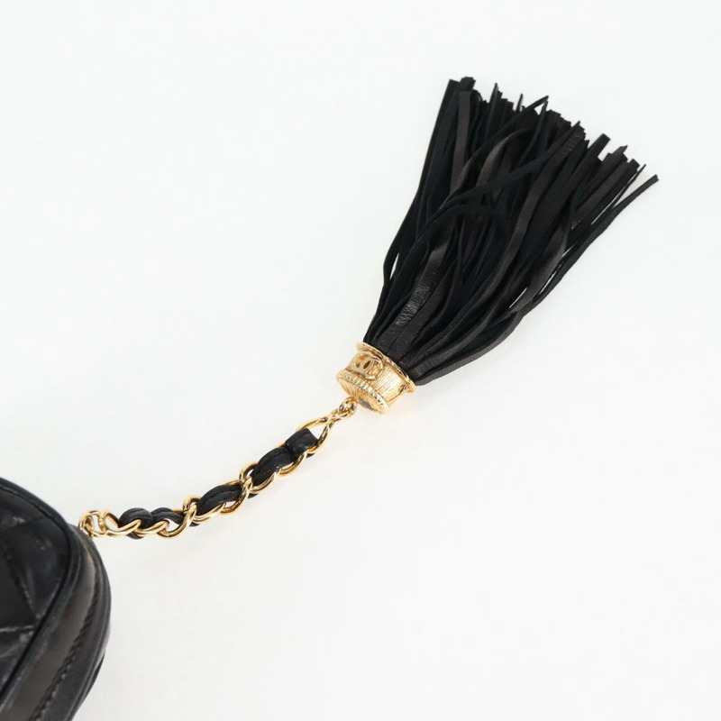 【日本直送】香奈兒 (CHANEL) 絎縫鏈條單肩包,羊皮材質,黑色,金色雙C標誌,貨號 125974V-6