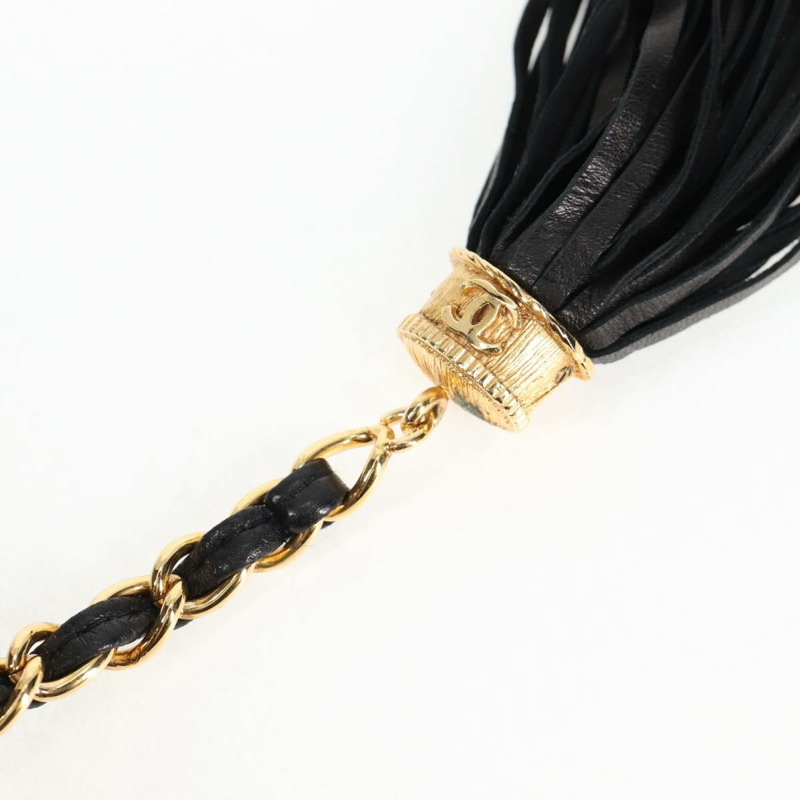 【日本直送】香奈兒 (CHANEL) 絎縫鏈條單肩包,羊皮材質,黑色,金色雙C標誌,貨號 125974V-13