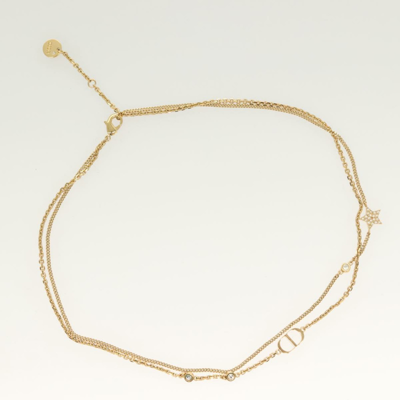 【日本直送】Christian Dior 雙鏈項鍊 金屬 金色 正品 121274M-1