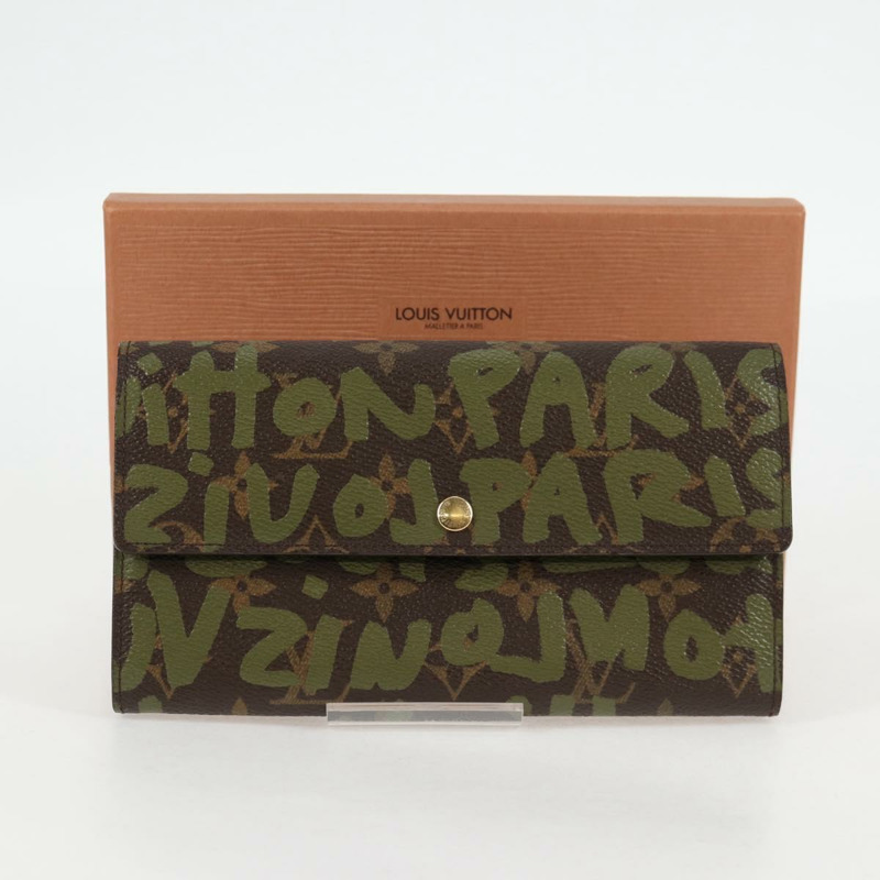 【日本直送】路易威登 Monogram 塗鴉 Porte Monnaie Credit 卡其色 M92188 正品 126649V-11