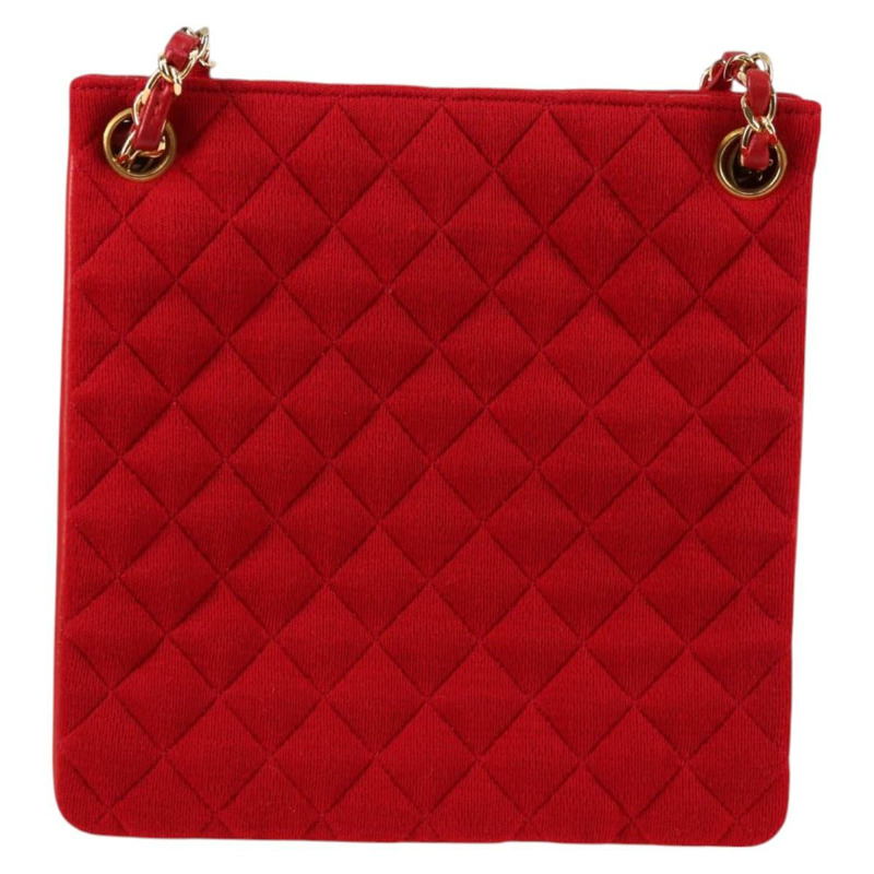 【日本直送】香奈兒 (CHANEL) 絎縫鏈條單肩包 棉質 紅金色 CC 正品 126492V-1