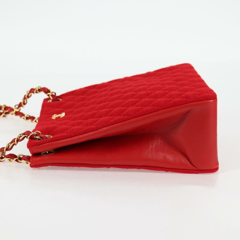 【日本直送】香奈兒 (CHANEL) 絎縫鏈條單肩包 棉質 紅金色 CC 正品 126492V-2