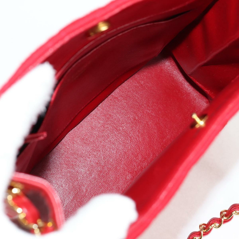 【日本直送】香奈兒 (CHANEL) 絎縫鏈條單肩包 棉質 紅金色 CC 正品 126492V-8