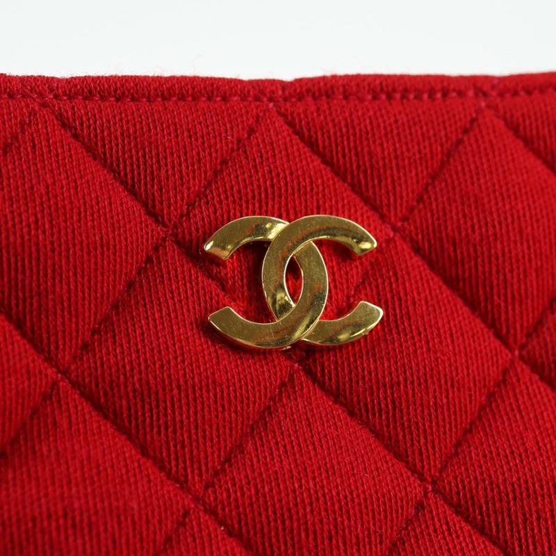 【日本直送】香奈兒 (CHANEL) 絎縫鏈條單肩包 棉質 紅金色 CC 正品 126492V-18