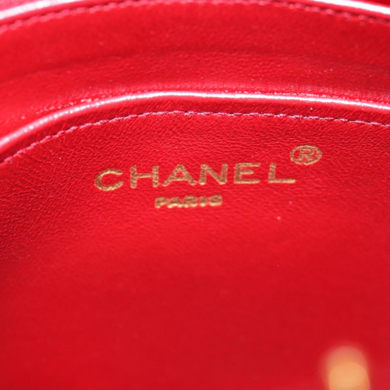 【日本直送】香奈兒 (CHANEL) 絎縫鏈條單肩包 棉質 紅金色 CC 正品 126492V-19