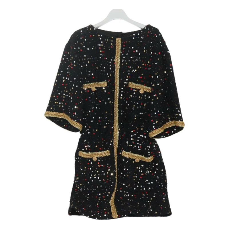 【日本直送】香奈兒 (CHANEL) 連身襯衫 花呢 黑色 CC 正品 126348M-0