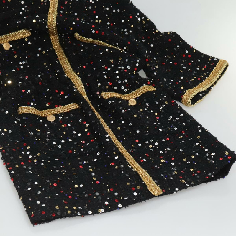 【日本直送】香奈兒 (CHANEL) 連身襯衫 花呢 黑色 CC 正品 126348M-4