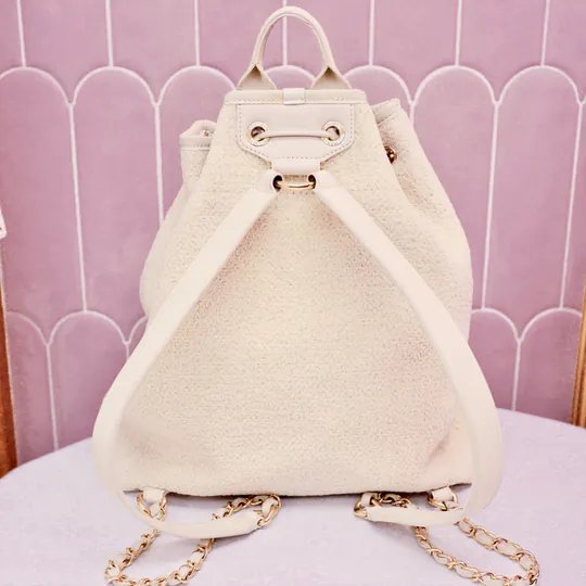 Chanel 象牙白色束口袋 水桶包 背包-2