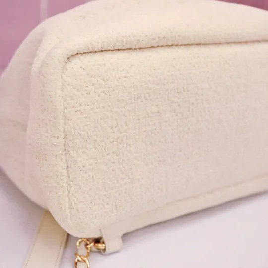 Chanel 象牙白色束口袋 水桶包 背包-7