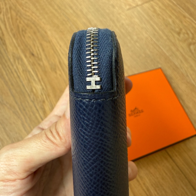 Hermes 深藍色 絲巾短夾-9