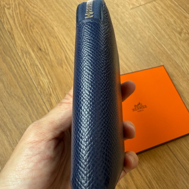 Hermes 深藍色 絲巾短夾-10