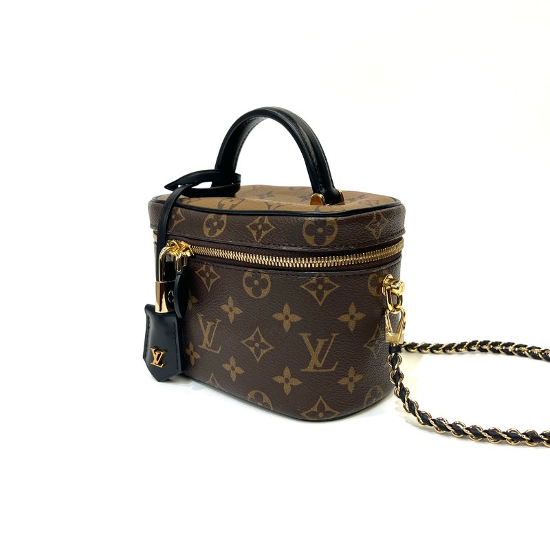 LV 原花雙色金釦手提斜背Vanity PM化妝包M45165-2