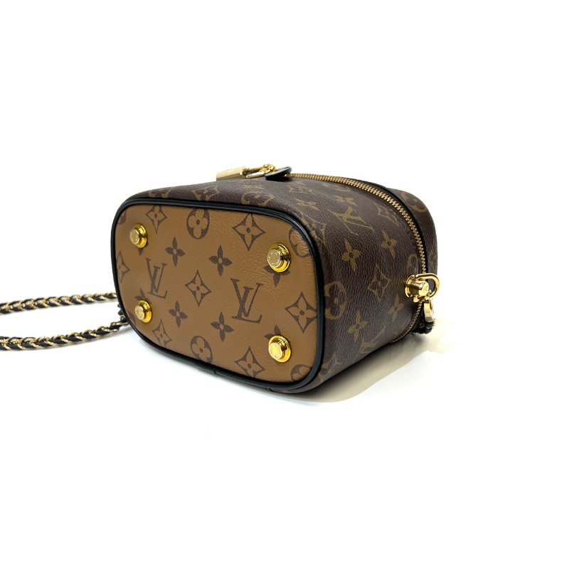LV 原花雙色金釦手提斜背Vanity PM化妝包M45165-6