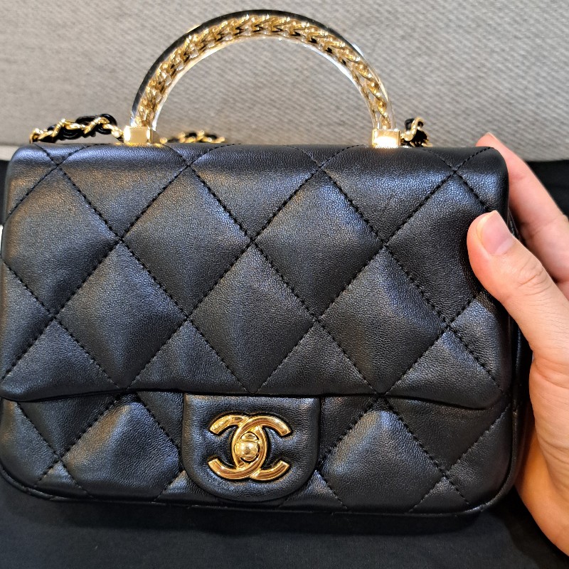 Chanel 香奈兒 24S方胖黑色金鏈-1