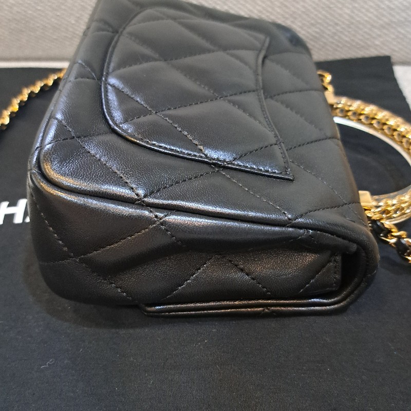 Chanel 香奈兒 24S方胖黑色金鏈-13