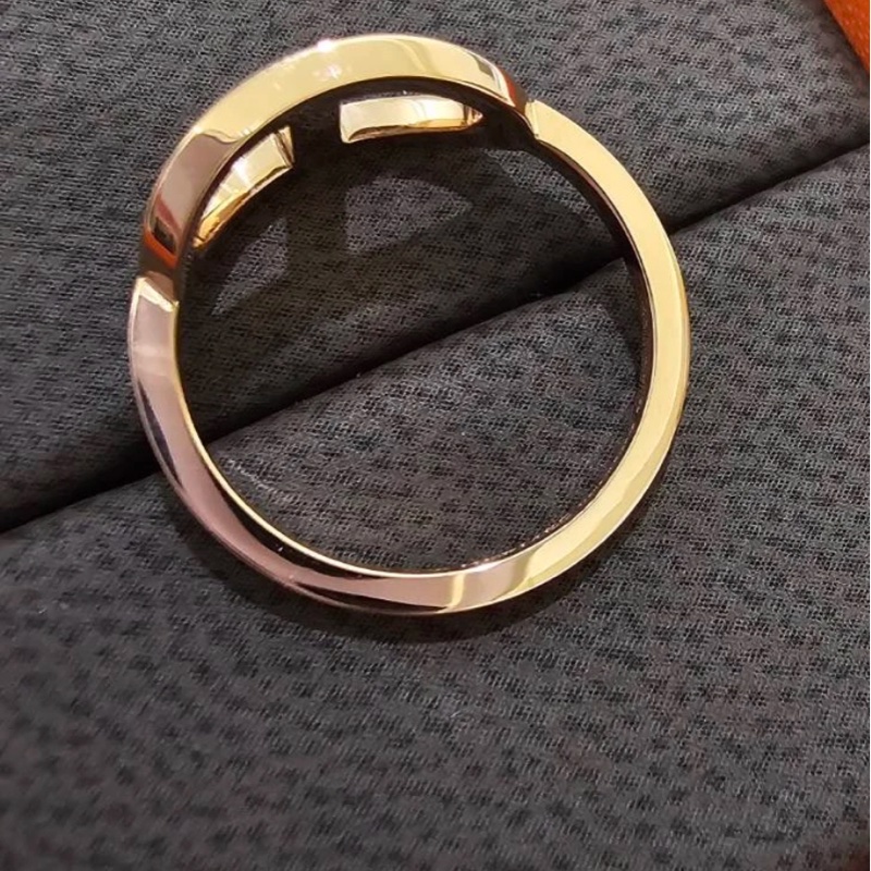 Hermes愛馬仕玫瑰金帶鑽石豬鼻子戒指-4