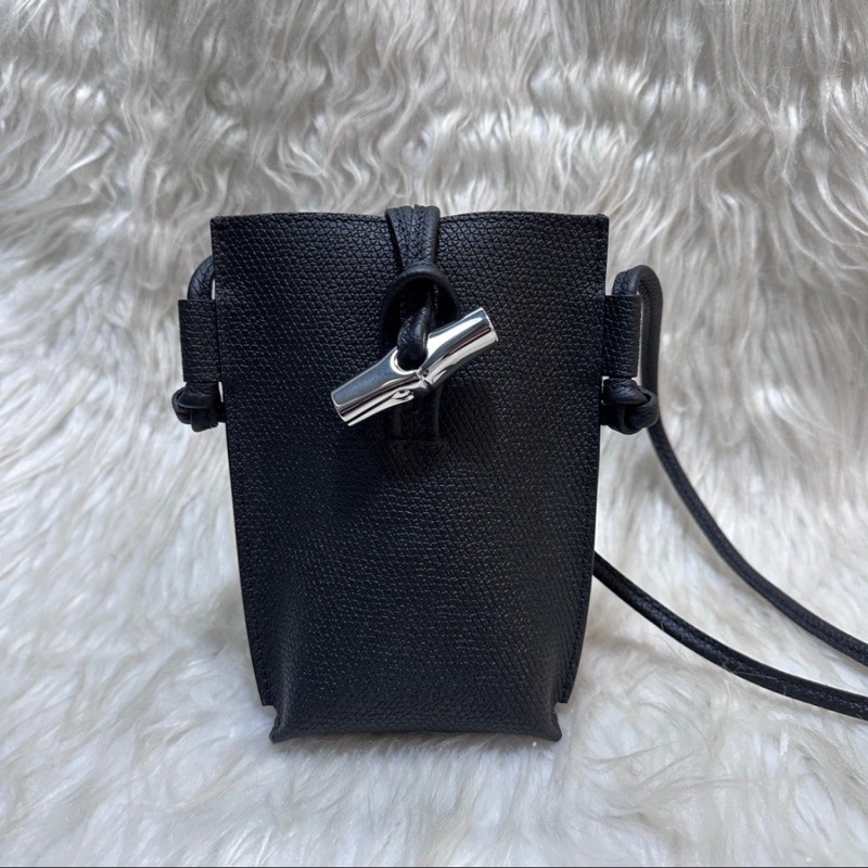 Longchamp 黑牛皮手機包-0