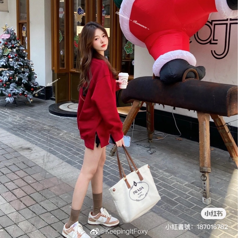 PRADA 普拉達黑字 LOGO 亞麻混紡帆布手提肩背包（米白×駝）-2