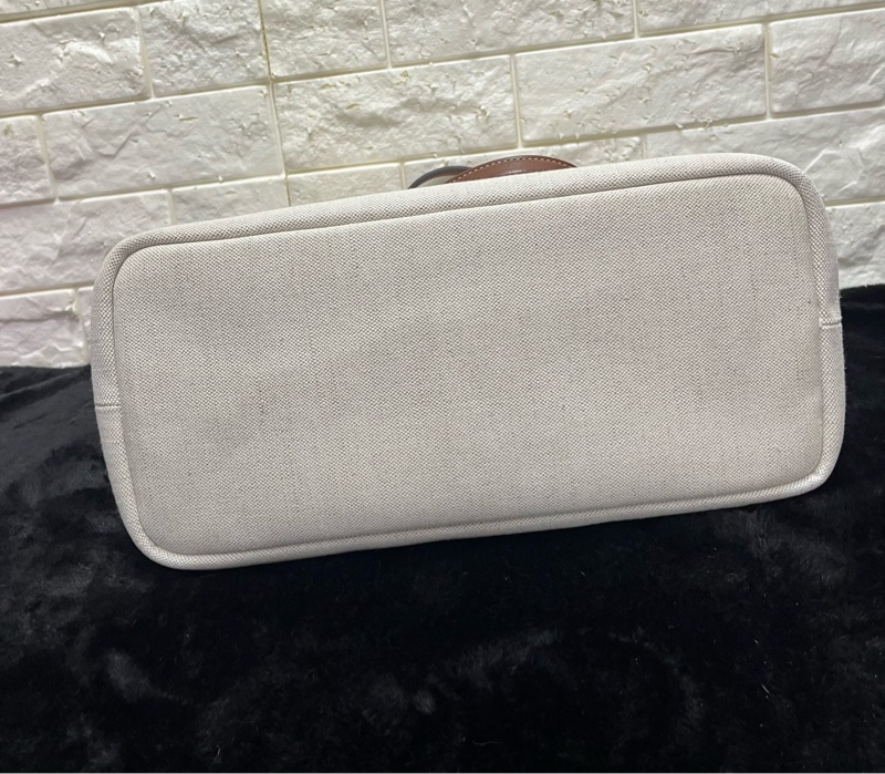 PRADA 普拉達黑字 LOGO 亞麻混紡帆布手提肩背包（米白×駝）-23