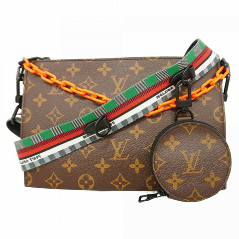 路易威登 單肩包 Monogram Empreinte Trio 小包 NM M59681 棕色黑色 男士