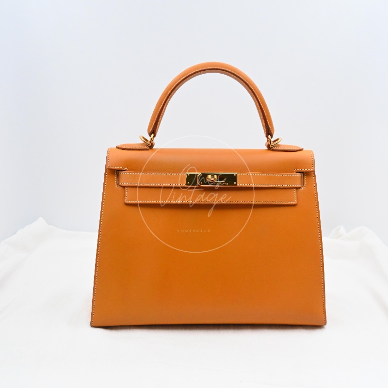 [Pre-owned] Hermes Kelly 28 Natural Sable Chamonix GHW Stamp Square G-5