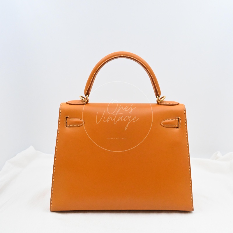 [Pre-owned] Hermes Kelly 28 Natural Sable Chamonix GHW Stamp Square G-6