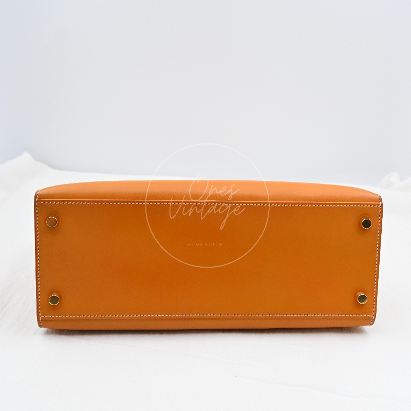 [Pre-owned] Hermes Kelly 28 Natural Sable Chamonix GHW Stamp Square G-8