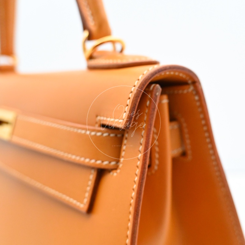 [Pre-owned] Hermes Kelly 28 Natural Sable Chamonix GHW Stamp Square G-10