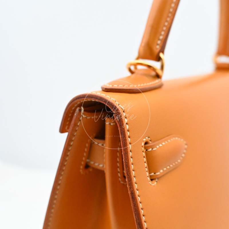 [Pre-owned] Hermes Kelly 28 Natural Sable Chamonix GHW Stamp Square G-11