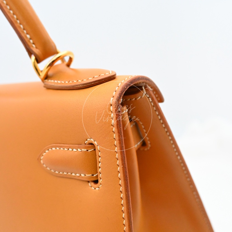 [Pre-owned] Hermes Kelly 28 Natural Sable Chamonix GHW Stamp Square G-12