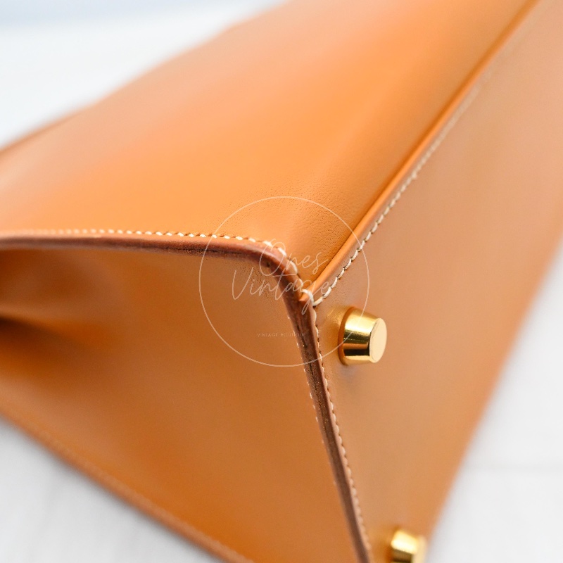 [Pre-owned] Hermes Kelly 28 Natural Sable Chamonix GHW Stamp Square G-15