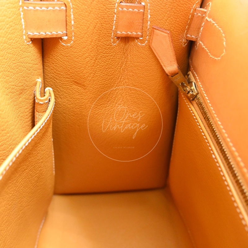 [Pre-owned] Hermes Kelly 28 Natural Sable Chamonix GHW Stamp Square G-20