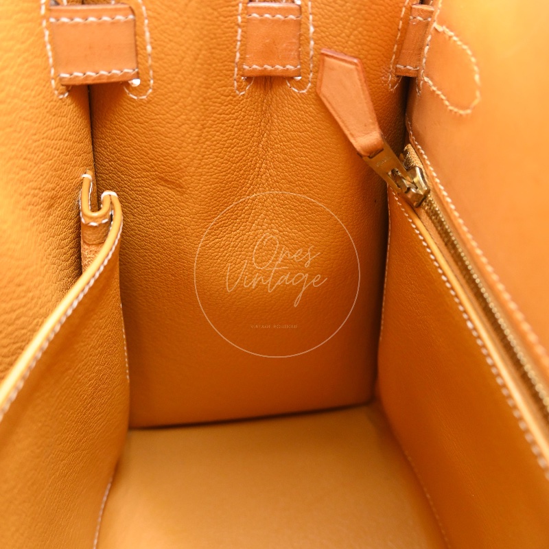 [Pre-owned] Hermes Kelly 28 Natural Sable Chamonix GHW Stamp Square G-21