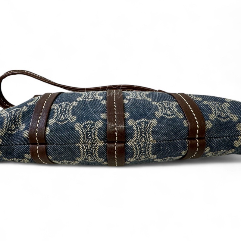 [Pre-owned] Celine Vintage Pairs Macadam Denim Shoulder Bag-4