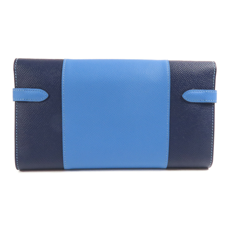 HERMES Epsom皮革Kelly Wallet銀扣長錢包Colvert Blue/Blue Nuit-1