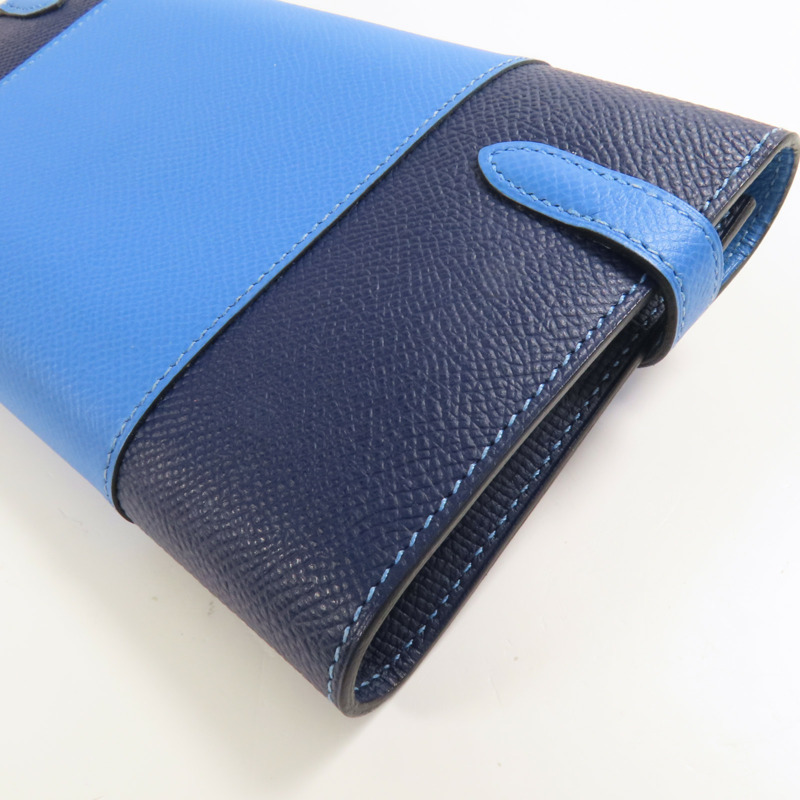HERMES Epsom皮革Kelly Wallet銀扣長錢包Colvert Blue/Blue Nuit-8