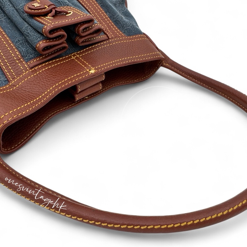 [Pre-owned] Celine Blason Triomphe Logo Denim Shoulder Bag-13