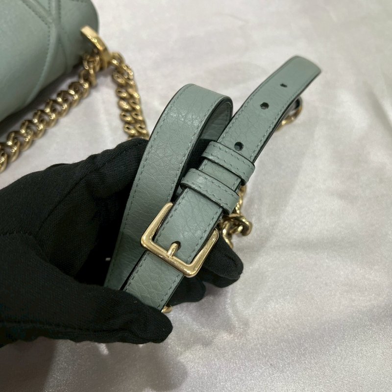 DIOR 湖水綠金扣盾牌包-7