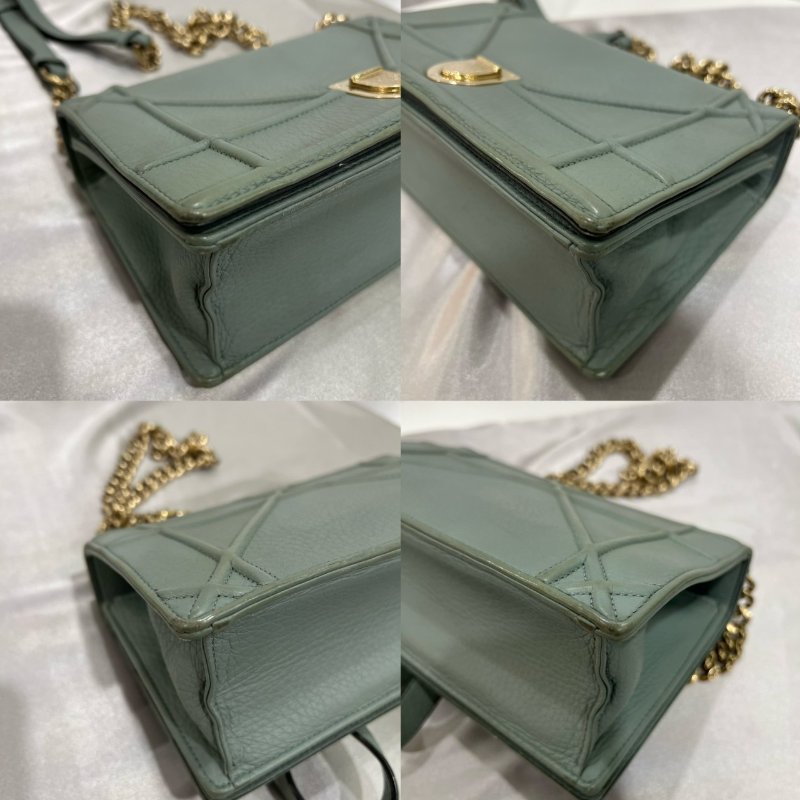 DIOR 湖水綠金扣盾牌包-8